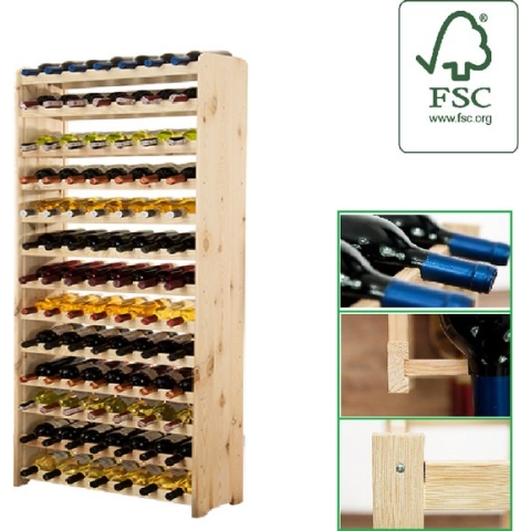 SMH LINE® Wijnrek - 91 flessen - 164x72,5x24,7cm - Wijnrek Hout - Flessenrek