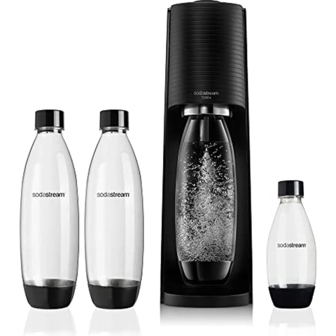 Sodastream Terra Black Value Pack x3 avec 2 bouteilles de 1 L et 1 bouteille de 1/2 L lavables au lave-vaisselle et