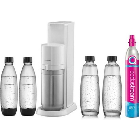 SODASTREAM DUOBICB - Witte DUO-machine Pak 4 flessen (2 DUO-karaffen + 2 Fuse LV) + 1 CQC-wisselcilinder