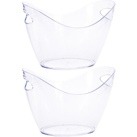 Set van 5x stuks ijs/drank koelemmers met handvat transparant - Feest/party koelemmers/ijsemmers