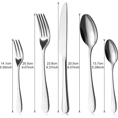Bestekset voor 6 personen, 30-delig eetbestek set incl. mes, vork, lepel, bestek roestvrij staal, spiegelgepolijst, vaatwasmachinebestendig