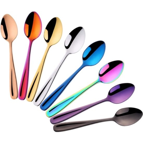 Theelepel kleurrijke koffielepels 13,5 cm kleine lepel van roestvrij staal 18/10 espressolepels 8 stuks dessertlepels mini theelepels metaal mokkaallepel