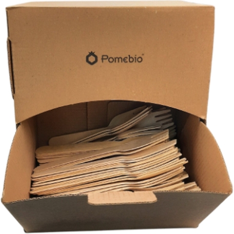 Pomebio Houten Vork - 1000 Stuks Houten Vork in Dispenserbox - 160 mm