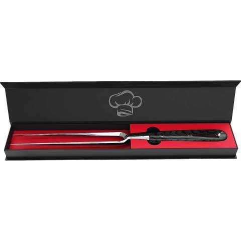Professionele vleesvork van roestvrij staal, 31,5 cm, vleesvork met houten handvat en 17 cm lemmetlengte, grillvork, braadvork, trancheervork van roestvrij staal, vleesvork groot