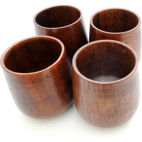 Set van 4 bakjes mokken / sierpotten (decoratieve bakjes), drankflessen uit allerlei sferen met een inhoud van 150 ml, een uniek design, kleur: Donkerbruin - merk