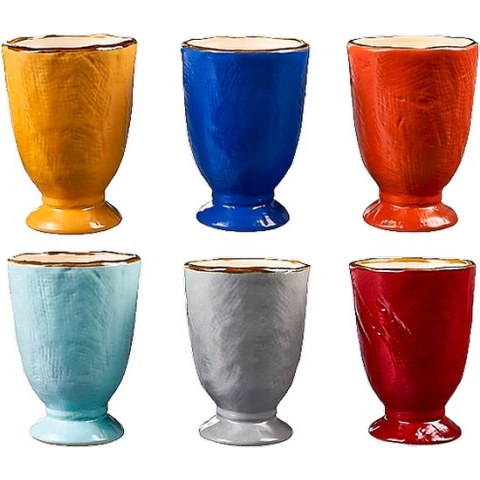 Vivi Oggi - Mokken - Bekers - Glazen - Set van 6 - Kleurrijk - 245ml - Italië
