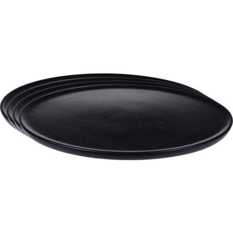 Set van 4x stuks kerstdiner onderborden rond zwart hout 38 cm