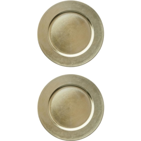 10x stuks diner borden/onderborden champagne 33 cm - Diner/kerstdiner borden/onderborden/dinerborden