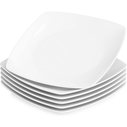 MALACASA, Series Julia, 6-delige set KLEIN plat bord porseleinen dinerbord dinerbord voor 6 personen