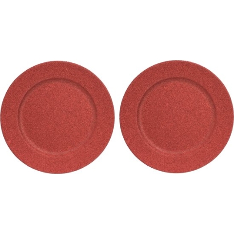 12x Ronde onderzet borden rood met glitters 33 cm - onderborden