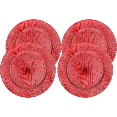 12x Stuks diner onderbord - rood - kunststof - 33 cm