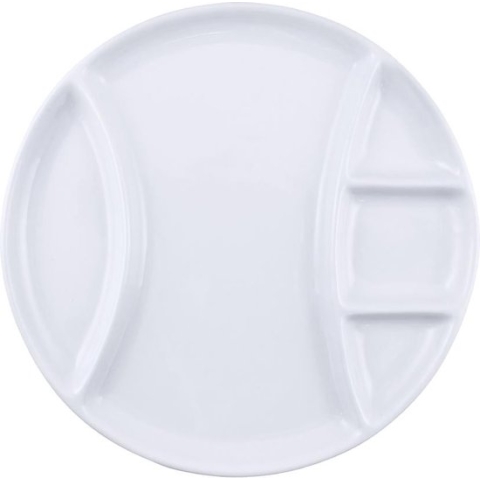 Swissmar - Fondue Borden - Gourmet bord / barbecuebord /gourmetbord met vakjes - Porselein - Rond - Set van 4 Stuks