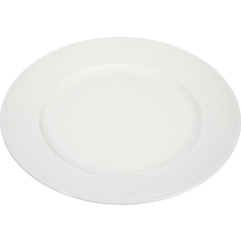 J-Line Bord Rond Streep Porselein Wit 30X30x3cm - 6 stuks