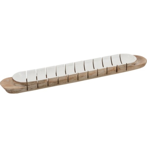 J-Line Schotel Strepen Mango Hout Wit