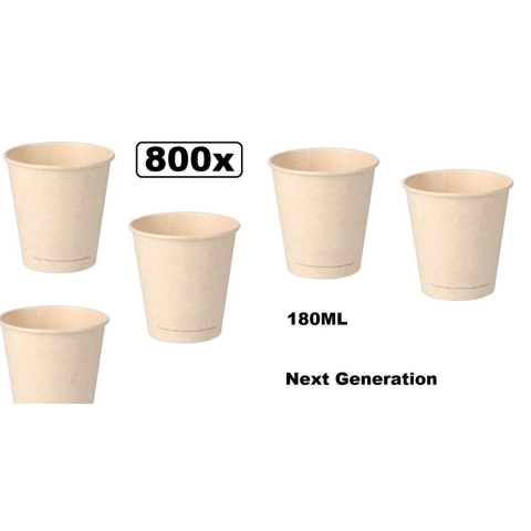 800x Koffiebeker van suikerriet 180ml next generation - koffie beker thee koude en warme dranken 100% afbreekbaar next generation