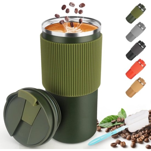 Thermosbeker, thermosbeker, koffiebeker om mee te nemen, 450 ml, lekvrij, reisbeker met deksel, koffiebeker met deksel, koffiebeker voor thee, koffie, warm, koud water, koffie, reisbeker