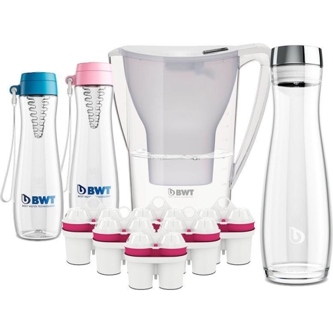 BWT Deluxepackage Waterfilterkan + 6 magnesiumfilters + karaf + drinkfles met  EXTRA drinkfles GRATIS