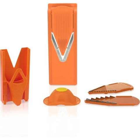 Börner Mandoline V3 Starter| 5-delige set | 5 snijdiktes | Geschikt als Frietsnijder | BPA-vrij en Roestvrij | Oranje