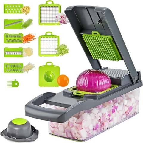 Plantaardige Chopper Slicer Dicer met 7 bladen en container Potato Veggie Fruit Cutter