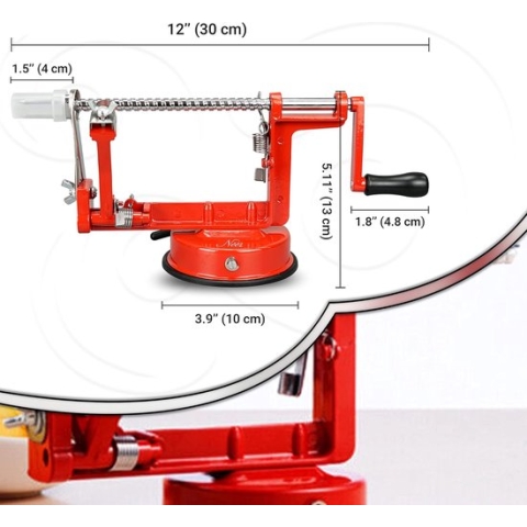 Appelschiller - 3 in 1 multifunctioneel voor fruitschiller , aardappelschiller , appelsnijder, appelboor en appelsnijder - roestvrijstalen appelschiller met zwengel