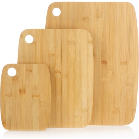 3-delige set snijplanken van bamboehout, robuuste snij- en serveerplanken van natuurlijk hout, antibacteriële ontbijtplanken (03 stuks - 38x29cm 30x23cm 20x15cm)