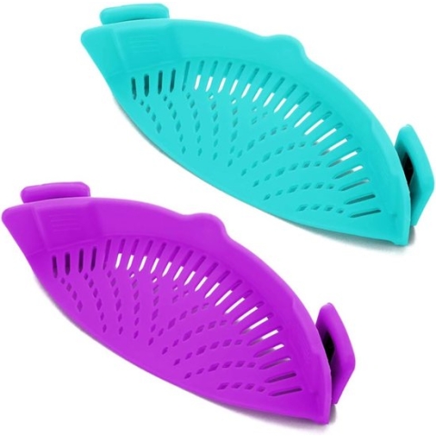 Snap Strainer, 2 Pakken Handsfree Clip On Hittebestendige Schenktuit voor Pasta, Groenten, Pasta, Pot, Kom, Pan
