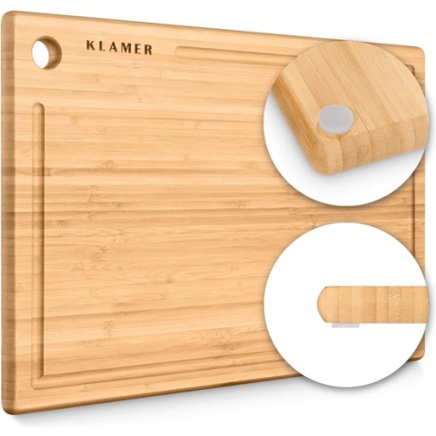 Snijplank bamboe antislip met sapgoot – premium houten plank, 45 x 30 x 2 cm, gemakkelijk te reinigen, antiseptisch, milieuvriendelijk, natuurlijk hout