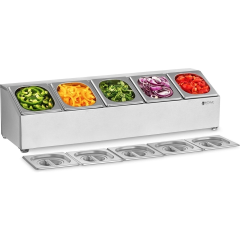 Royal Catering GN containerhouder - incl. 5 GN 1/6 containers met deksel
