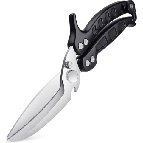 Vleesschaar voor gevogelte, afneembare, zware vleesschaar, multifunctionele keukenschaar voor het snijden van botten, vlees, gevogelte en pizza, botschaar, zwart, kerstcadeau voor mama en papa