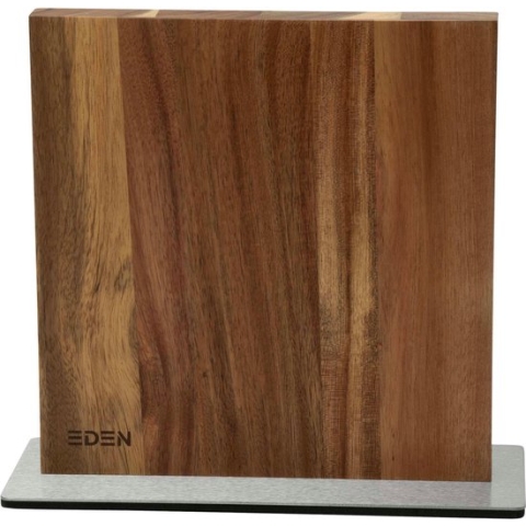 Eden Magnetic Knife Block EQB101 Magnetisch Messenblok, Acaciahout, Stalen Basis, 23 x 25 cm