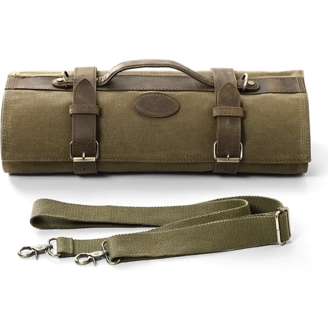 HEZHEN Messentas | Oprolbaar | Voor 12 messen + 2 ritssluitingen | Tas voor messen - Chef tas - Chef Bag - Kokstas - Messenhouder - Messenfoudraal - Messenmap