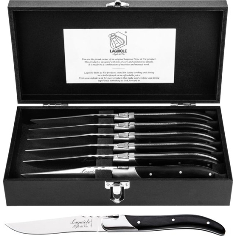 Laguiole Style de Vie Steakmessen Luxury Line - 6-delig - Ebbenhout
