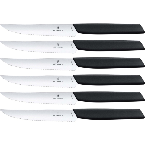 Victorinox Swiss Modern Steakmessen - 6-delig - RVS/Zwart - Kartel