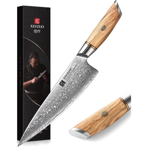 Koksmes van de Xinzuo B37 Damascus Series