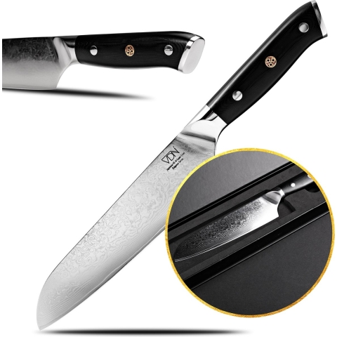 VDN Santokumes damaststaal - Elegance serie - VG-10 Japans damascus - 67 lagen staal - Kerstcadeau