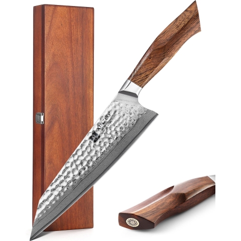 Professioneel koksmes | Japans Damascus Staal met Poederstalen kern (Hitachi SRS13) | Koksmes / Bunkames | Xinzuo B32D Series | Extreem scherp en hard (62-64 HRC)