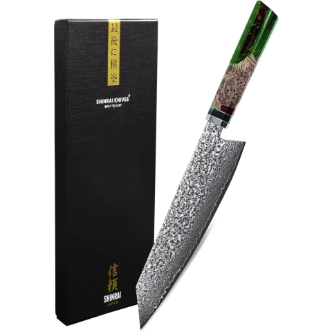 Shinrai Japan - Japans Koksmes 23 cm - Koksmes - Mes - Special Emerald Edition - Met Luxe Geschenkdoos