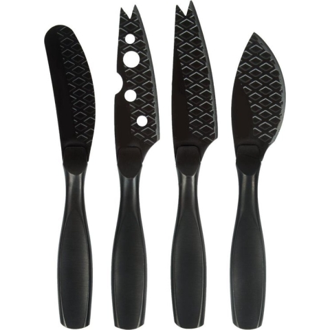 Boska Kaasmessenset Mini Monaco+ - Set van vier stuks - Kaasmessenset - Kaasmesjes - Kaasmessen set - Kaasbestek - Kaasmessen zwart - Tapas mesjes - Cadeautips - Giftset - Cadeauset - Keukengerei - Keuken accessoires - 10 jaar garantie