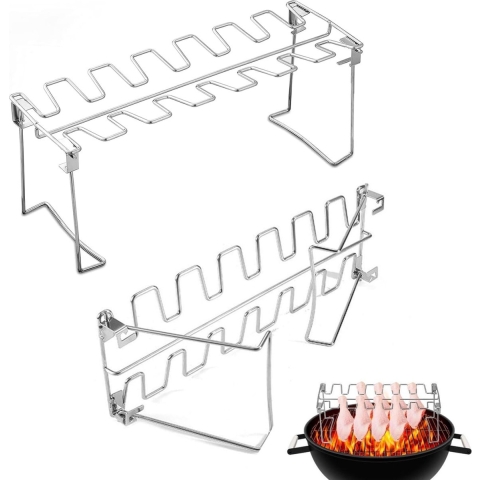 Pack of 2 chicken leg holder, chicken leg holder for oven and grill, stainless steel chicken roaster, chicken holder for 14 legs, for oven and outdoor grill, dishwasher safe