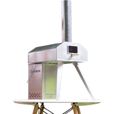 Qubestove 2 in 1 pizza oven en wokbrander,  draagbaar voorzien van 12,6" roterende steen