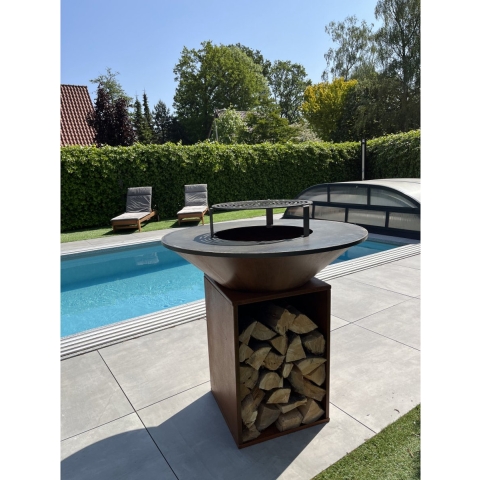 Cortenstaal BBQ Plancha vuurschaal diameter 100cm bakplaat