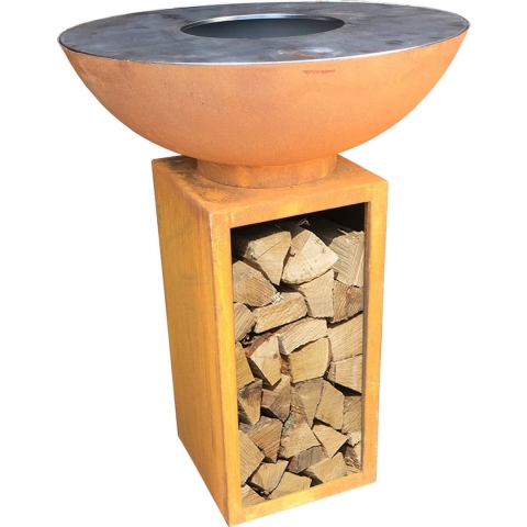 GardenMaxX Grill-Eye 80 Corten - Plancha BBQ - Vuurschaal - Grillen - Bakken - Grill-Ring - Barbecue - Buitenkoken - Grillplaat BBQ - Ø80x105