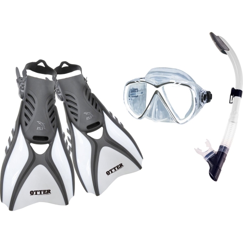 IST Sports Martinique Snorkelset Volwassenen - Maat 40 tot 44 - Met Snorkelbril, Snorkel en Vinnen - Siliconen - Wit