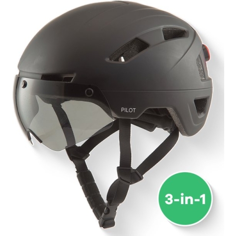 GOOFF® PILOT 3 in 1 Snorscooterhelm met afneembaar vizier - matzwart - lichtgewicht snorfiets helm - NTA gecertificeerd speed pedelec helm - geschikt voor blauw kenteken snorscooter en snorfiets - maat M - voor vrouwen en mannen