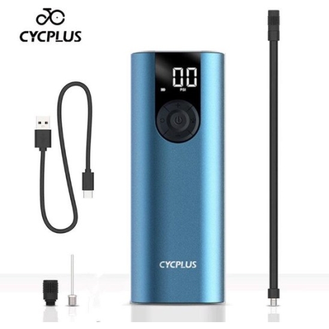 Cycplus A8 (Blauw) - Elektrische fietspomp - Bandenpomp - Accupomp - Draagbare fietspomp - Fietspomp met drukmeter - Autopomp met drukmeter