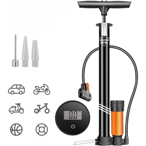Nerissa- Fietspomp met Drukmeter en Digitaal Display - Fietsaccessoires- Zwart