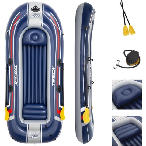 3+1 Persoons opblaasbare raft boot - Hydro-Force - Treck X3 set - met peddels en pomp - 307x126x39cm -Bestway