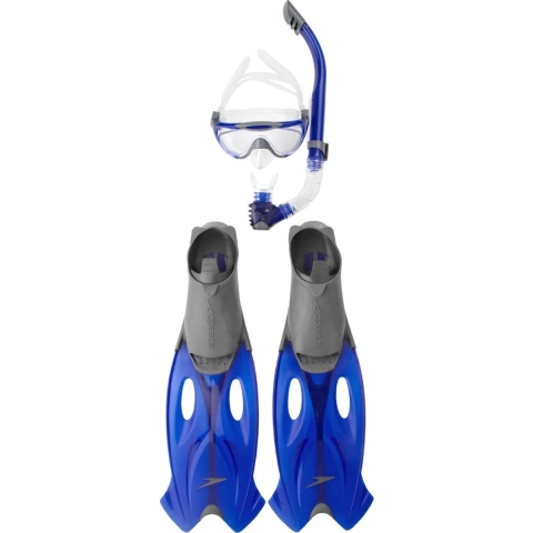 Speedo Glide Set (Mask/Snorkel/Fins) Unisex Snorkelset - Grijs-Blauw - 35-36