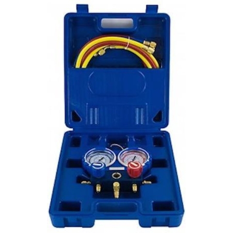 Manometerset  in Stevige kunststof koffer voor koeltechniek of airco techniek R32, R410A en R407C