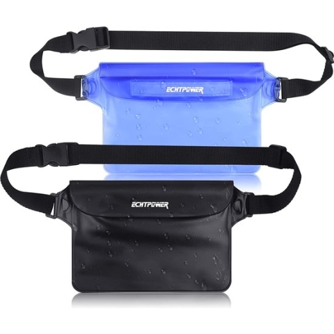 ECHTPower Waterdichte tas, buiktas, telefoonhoes, beschermhoes voor watersport, strand, zwemmen, boottochten, beschermhoes strandtas, 2 stuks